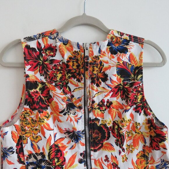 MSGM MILANO Bright Floral Denim Shift Mini Dress Maximalist Abstract Summer - Picture 14 of 16